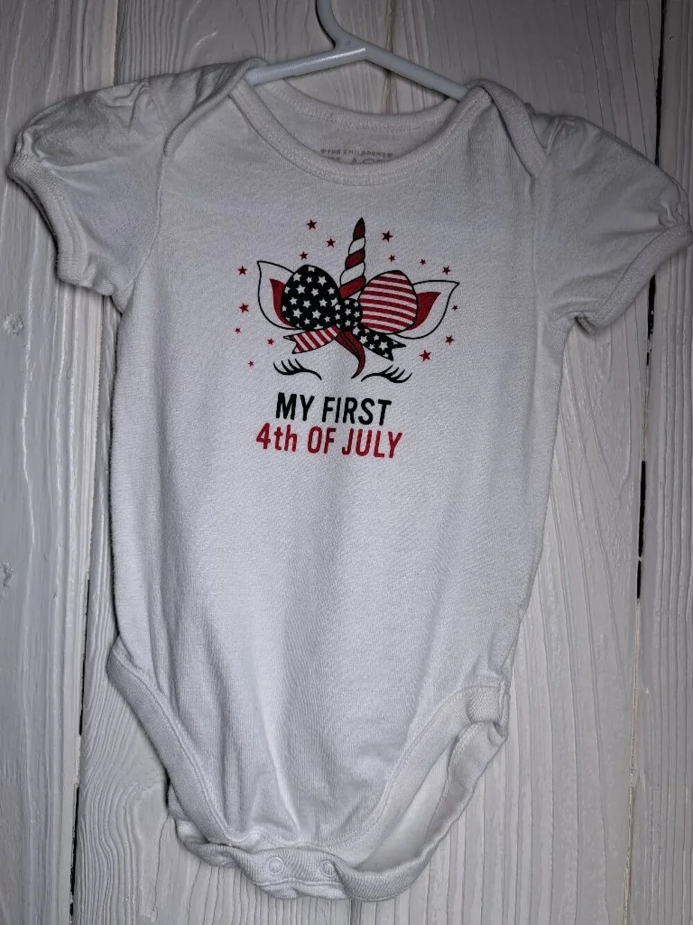 MY FIRST 4th OF JULY The Children's Place baby onesie patriotic unicorn 3-6 m